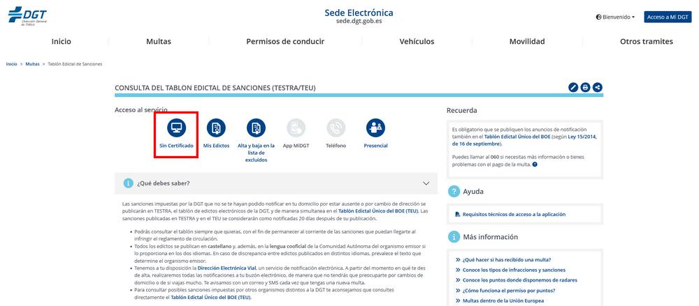 Consulta multa sin certificado